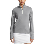 RLX Ralph Lauren Women Stretch Jersey 1/4 Zip Golf Pullover - Steel Heather/Chic Cream