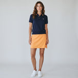 RLX Ralph Lauren Women's Tour Pique Crochet Collar Golf Polo Shirt - Refined Navy Multi