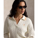 Pullover Golf Campuran Kapas 2/48 RLX Ralph Lauren Wanita - Berbilang Percikan Putih