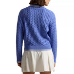 Pullover Golf Campuran Kapas 2/48 RLX Ralph Lauren Wanita - Kabus Biru/Percikan putih