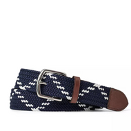 RLX Ralph Lauren Leather Trim Webbed Stripe Golf Belt - Pinong Navy/Ceramic White