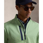 Pemandu RLX Ralph Lauren Luz Perf Jersey 1/4 Zip Golf Midlayer - Pedalaman Green Heather