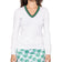 Sweater V -Neck Fesyen Wanita Golftini - White/Kelly Green