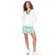 Sweater V -Neck Fesyen Wanita Golftini - White/Kelly Green