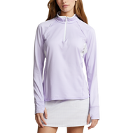 RLX Ralph Lauren Wanita Jersey Quarter Zip Golf Pullover - Bunga Ungu/Putih