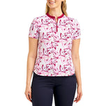Nivo Women's Lynda Mock Neck Golf Shirt - White / Pink