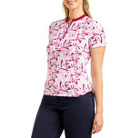Nivo Women's Lynda Mock Neck Golf Shirt - White / Pink