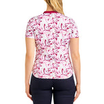 Nivo Women's Lynda Mock Neck Golf Shirt - White / Pink