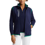 RLX Ralph Lauren Wanita Tech Terry Full Zip Golf Vest - Tentera Laut Perancis/Cruise Green