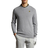 Lyle & Scott Merino Grid Texture v Neck Jumper - Pebble